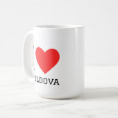 I love moldova square sticker koffiemok (Voorkant links)