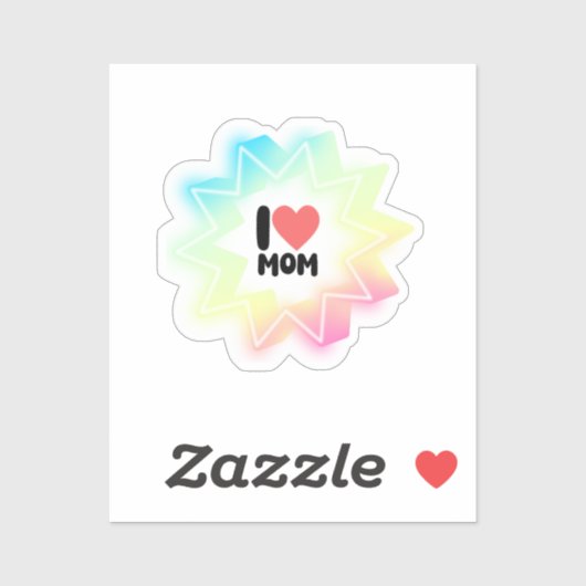 I Love Mom Colorful Neon Star Sticker (Vel)