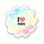 I Love Mom Colorful Neon Star Sticker (Voorkant)