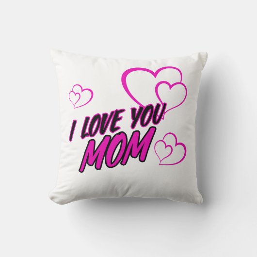 "I Love Mom" Decorative Throw Pillow - Heart Desig Kussen (Voorkant)