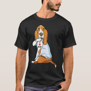 I Love Mom Tattoo Basset Hound Mom Dog Vrouwen 1 T-shirt
