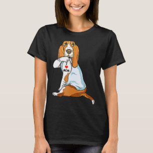 I Love Mom Tattoo Basset Hound Mom Dog Vrouwen 1 T-shirt