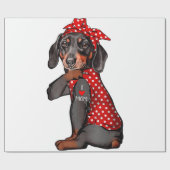 I Love Mom Tattoo Funny Dachshund Dog Wearing Band Cadeaupapier (Vlak)