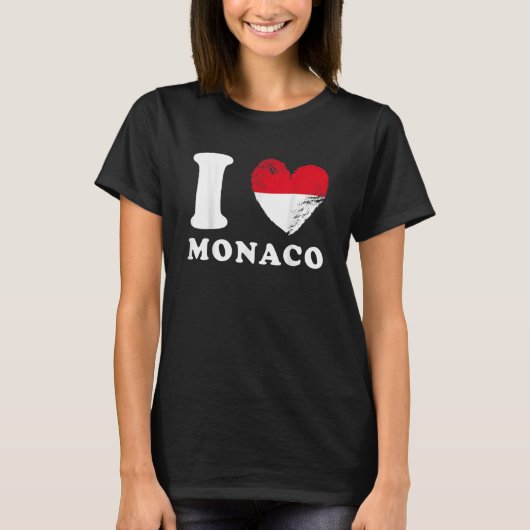 I Love Monaco Drapeau en forme de coeur Monaco 1 T-shirt (Voorkant)
