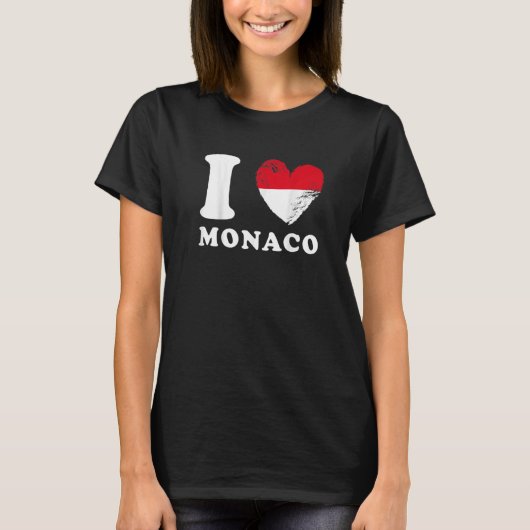 I Love Monaco Drapeau en forme de coeur Monaco T-shirt (Voorkant)