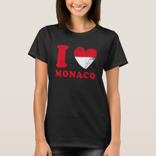 I Love Monaco Drapeau en forme de coeur Monaco T-shirt (Voorkant)