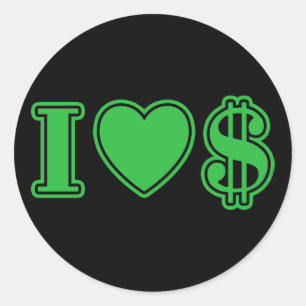 I Love Money Ronde Sticker