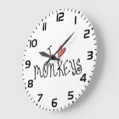 I Love Monkeys Cute Handwritten Typography Grote Klok (Hoek)