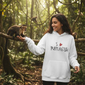 I Love Monkeys Cute Handwritten Typography Hoodie