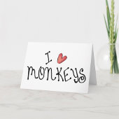 I Love Monkeys Cute Handwritten Typography Kaart