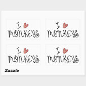 I Love Monkeys Cute Handwritten Typography Rechthoekige Sticker (Vel)