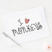I Love Monkeys Cute Handwritten Typography Rechthoekige Sticker (Envelop)