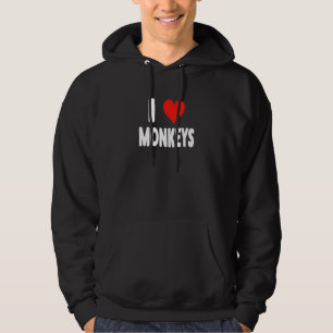 I Love Monkeys - Heart Schattige Funny Zoo Animal Hoodie