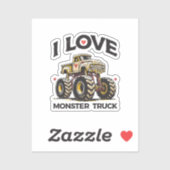 I Love Monster Truck Sticker (Vel)