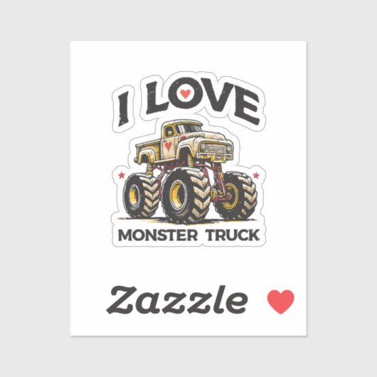 I Love Monster Truck Sticker (Vel)