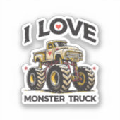 I Love Monster Truck Sticker (Voorkant)