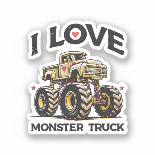 I Love Monster Truck Sticker (Voorkant)