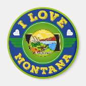 I Love Montana State Flag and Map Magneet (Voorkant)