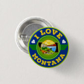 I Love Montana State Flag and Map Ronde Button 3,2 Cm (Voorkant /achterkant)