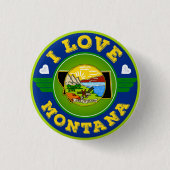 I Love Montana State Flag and Map Ronde Button 3,2 Cm (Voorkant)