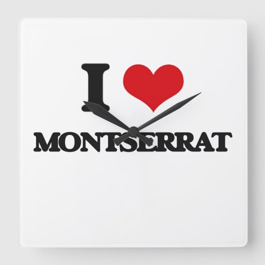 I Love Montserrat Vierkante Klok (Voorkant)