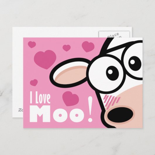 I Love Moo - Briefkaart van Valentijns (Voorkant / Achterkant)