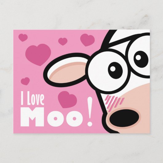 I Love Moo - Briefkaart van Valentijns (Voorkant)