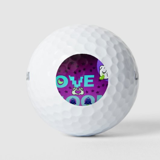 "I Love Moon" - Een grillig hemels kunstontwerp Golfballen (Voorkant)