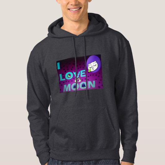 "I Love Moon" - Een grillig hemels kunstontwerp Hoodie (Voorkant)