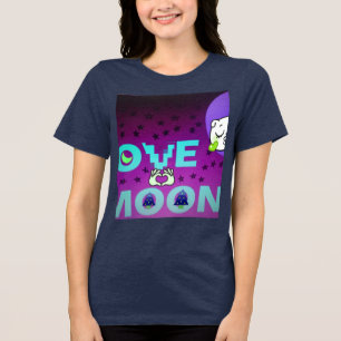 "I Love Moon" - Een grillig hemels kunstontwerp Tri-Blend Shirt