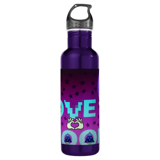 "I Love Moon" - Een grillig hemels kunstontwerp Waterfles (Voorkant)