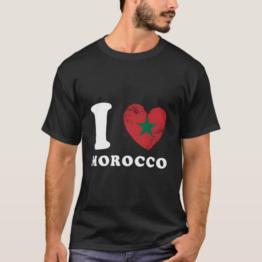 I Love Morocco He Flag Morocco T-shirt (Voorkant)