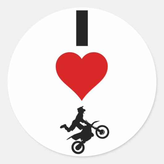 I Love Motocross (verticaal) Ronde Sticker (Voorkant)