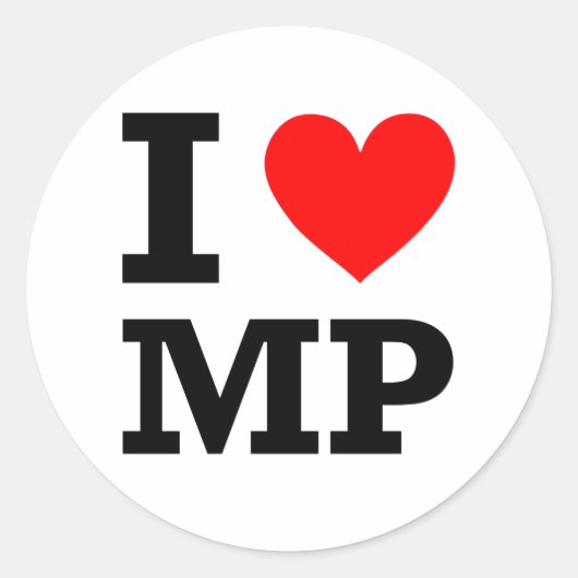 I Love MP Design Ronde Sticker (Voorkant)