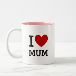 I Love Mum Mug Heart Graphic Mother Gift Tweekleurige Koffiemok