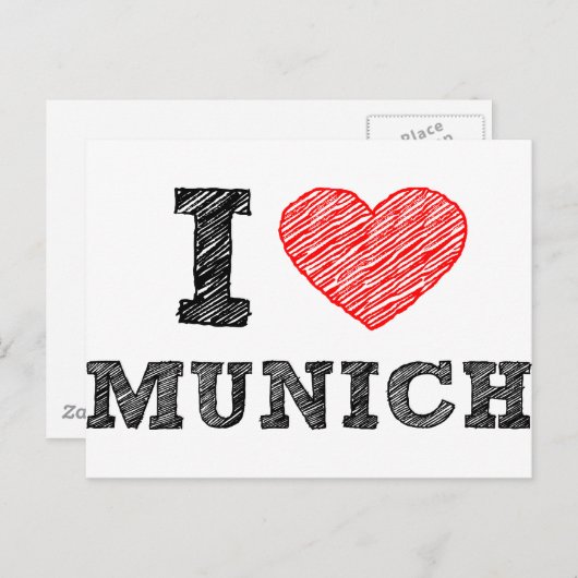I Love München Briefkaart (Voorkant / Achterkant)