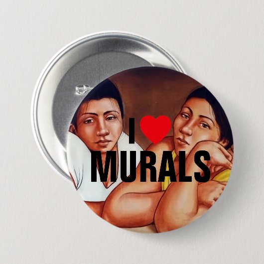 I Love Murals™ Button (Aanpassen!) (Voorkant /achterkant)
