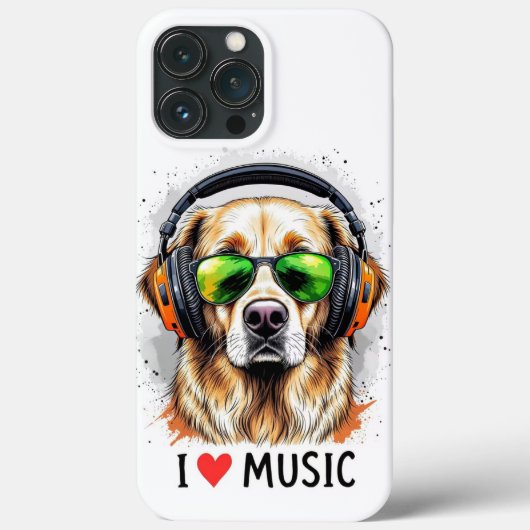 I Love Music Golden Retriever iPhone / iPad hoesje (Achterkant)