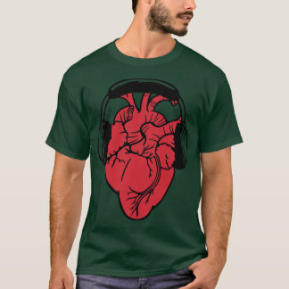 I Love Music Headset Anatomic Heart by Tobe Fonsec T-shirt