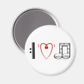 I Love Music (I hart noten) Magneet (Voorkant / Achterkant)