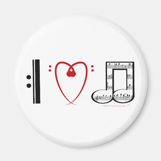 I Love Music (I hart noten) Magneet (Voorkant)