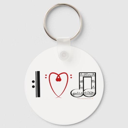 I Love Music (I hart noten) Sleutelhanger (Voorkant)