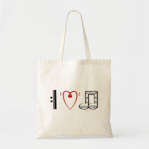 I Love Music (I hart noten) Tote Bag