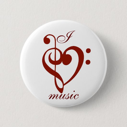 I Love Music Pin Ronde Button 5,7 Cm (Voorkant)