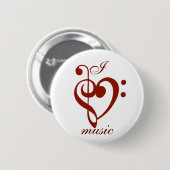 I Love Music Pin Ronde Button 5,7 Cm (Voorkant /achterkant)