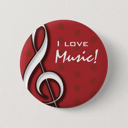 I Love Music Pin Ronde Button 5,7 Cm (Voorkant)