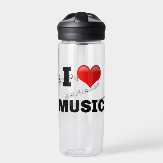 I Love Music, populair ontwerp Waterfles (Voorkant)