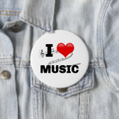I Love Music, popular design Ronde Button 4,0 Cm (In situ)