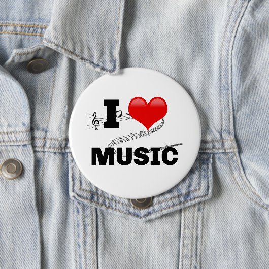 I Love Music, popular design Ronde Button 4,0 Cm (In situ)