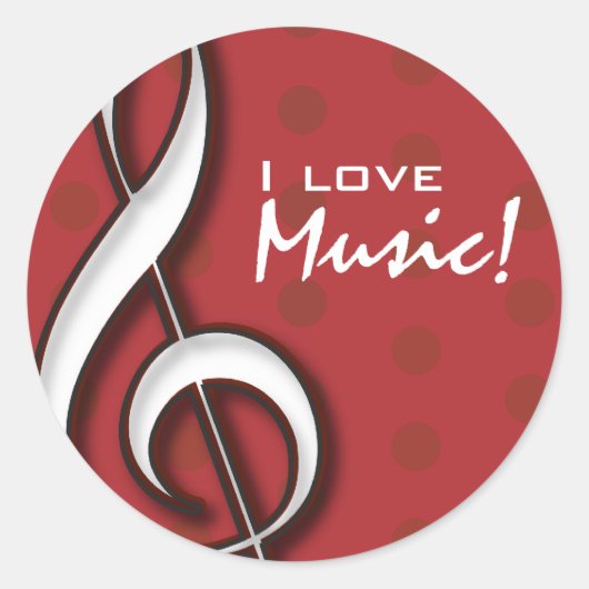 I Love Music Sticker met aanpasbare tekst (Voorkant)